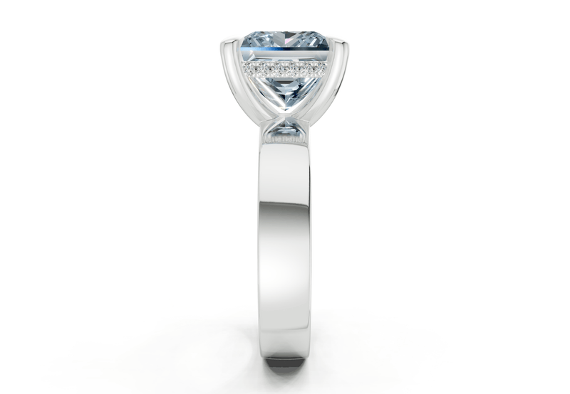 Echo Blue Diamond Solitaire Princess Cut 4mm Engagement Ring - Ring Premier