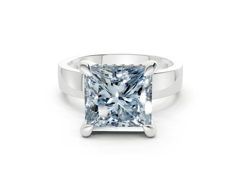 Echo Blue Diamond Solitaire Princess Cut 4mm Engagement Ring - Ring Premier