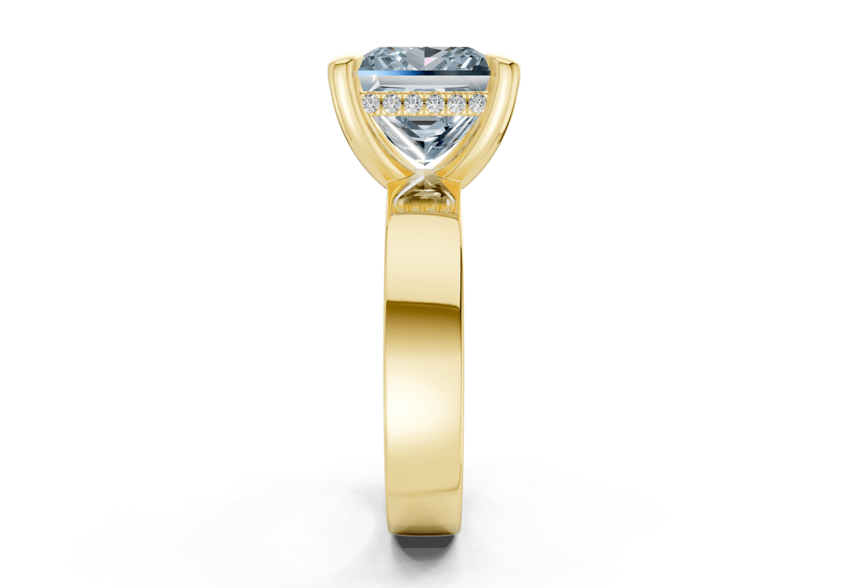 Echo Blue Diamond Solitaire Princess Cut 4mm Engagement Ring