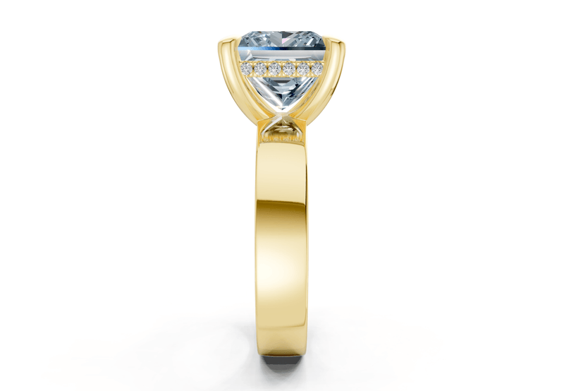 Echo Blue Diamond Solitaire Princess Cut 4mm Engagement Ring - Ring Premier