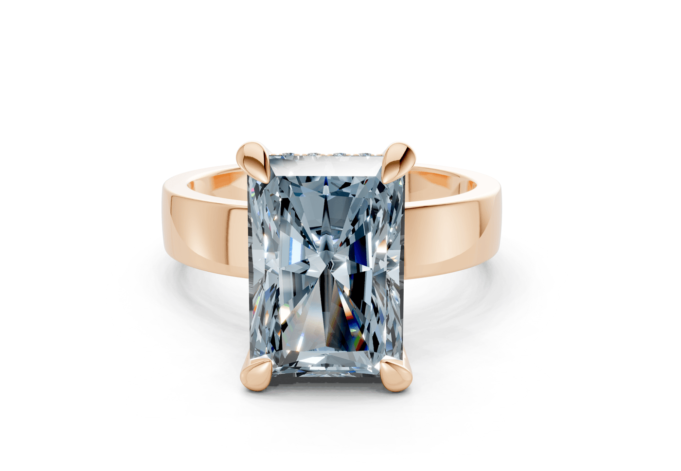 Echo Blue Diamond Solitaire Radiant Cut 4mm Engagement Ring