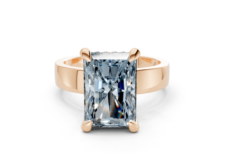 Echo Blue Diamond Solitaire Radiant Cut 4mm Engagement Ring - Ring Premier