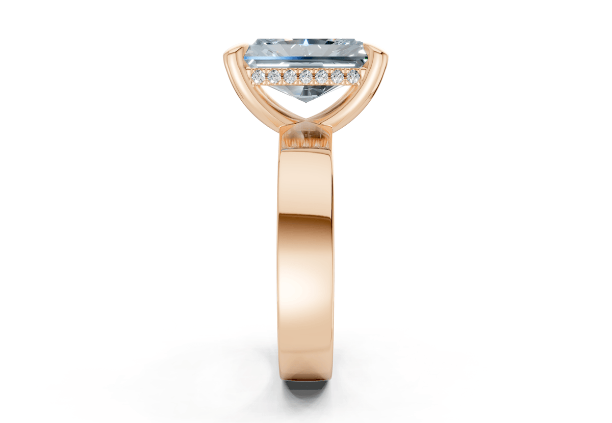 Echo Blue Diamond Solitaire Radiant Cut 4mm Engagement Ring