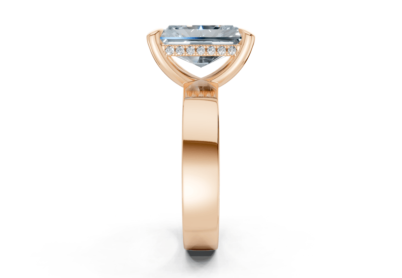 Echo Blue Diamond Solitaire Radiant Cut 4mm Engagement Ring - Ring Premier
