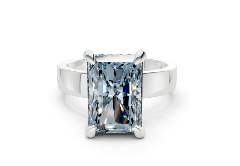 Echo Blue Diamond Solitaire Radiant Cut 4mm Engagement Ring - Ring Premier