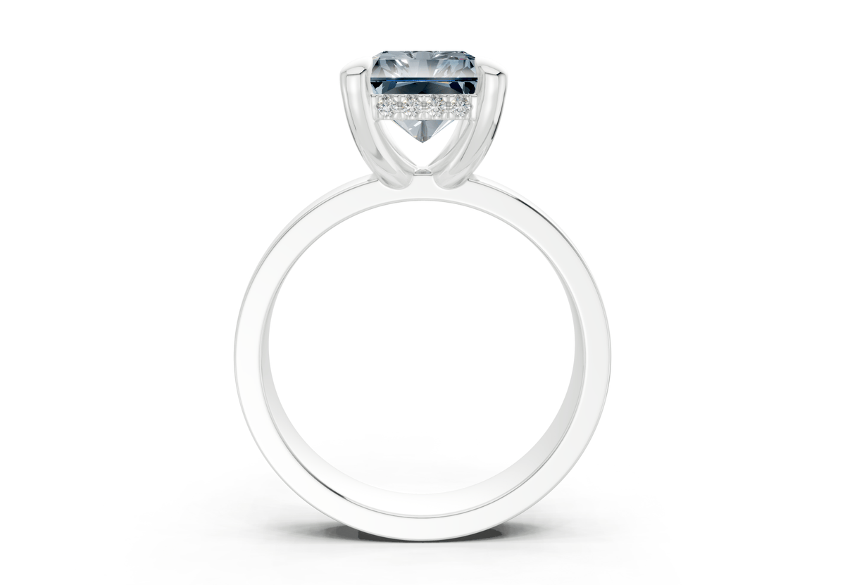 Echo Blue Diamond Solitaire Radiant Cut 4mm Engagement Ring