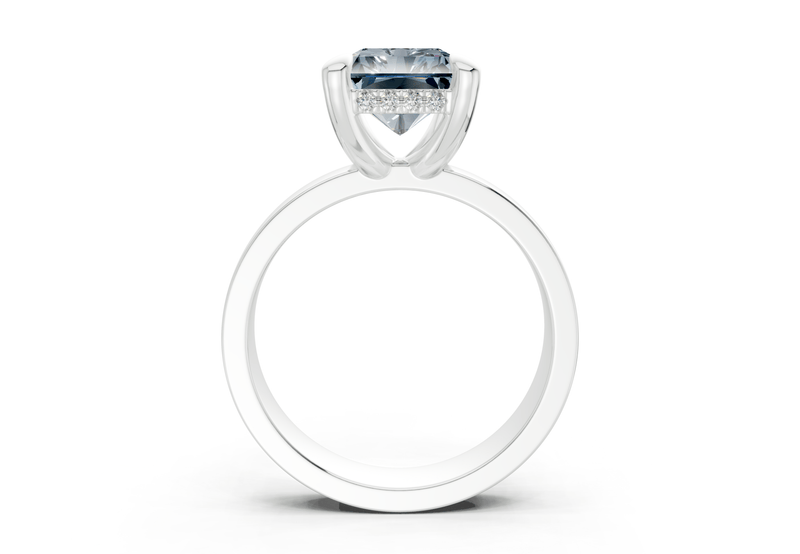 Echo Blue Diamond Solitaire Radiant Cut 4mm Engagement Ring - Ring Premier