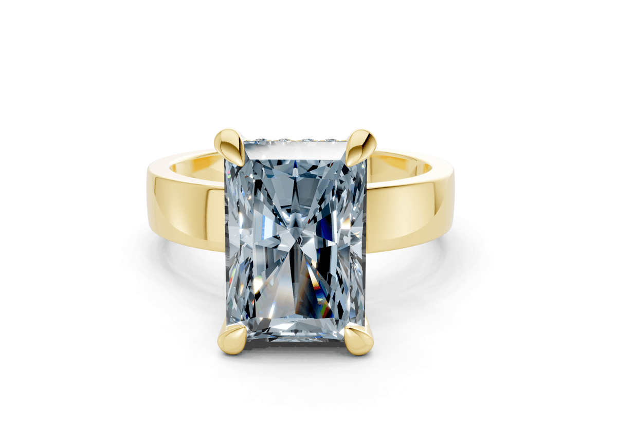 Echo Blue Diamond Solitaire Radiant Cut 4mm Engagement Ring