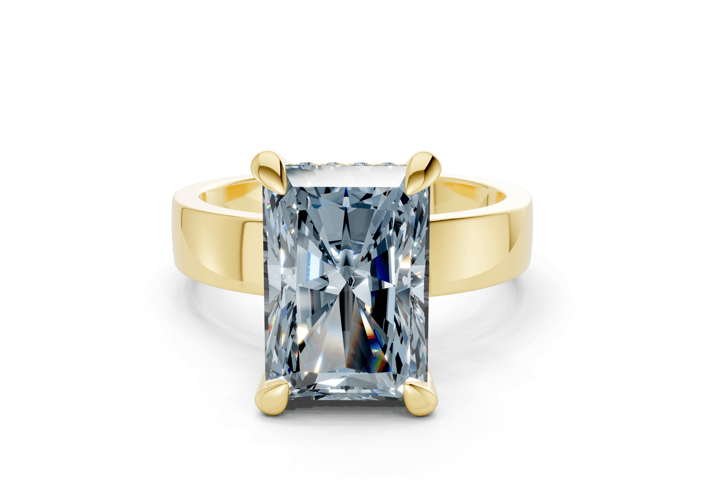 Echo Blue Diamond Solitaire Radiant Cut 4mm Engagement Ring - Ring Premier