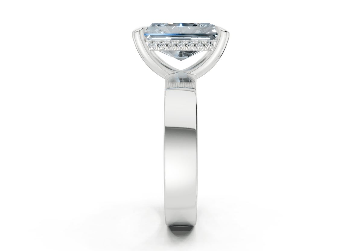 Echo Blue Diamond Solitaire Radiant Cut 4mm Engagement Ring