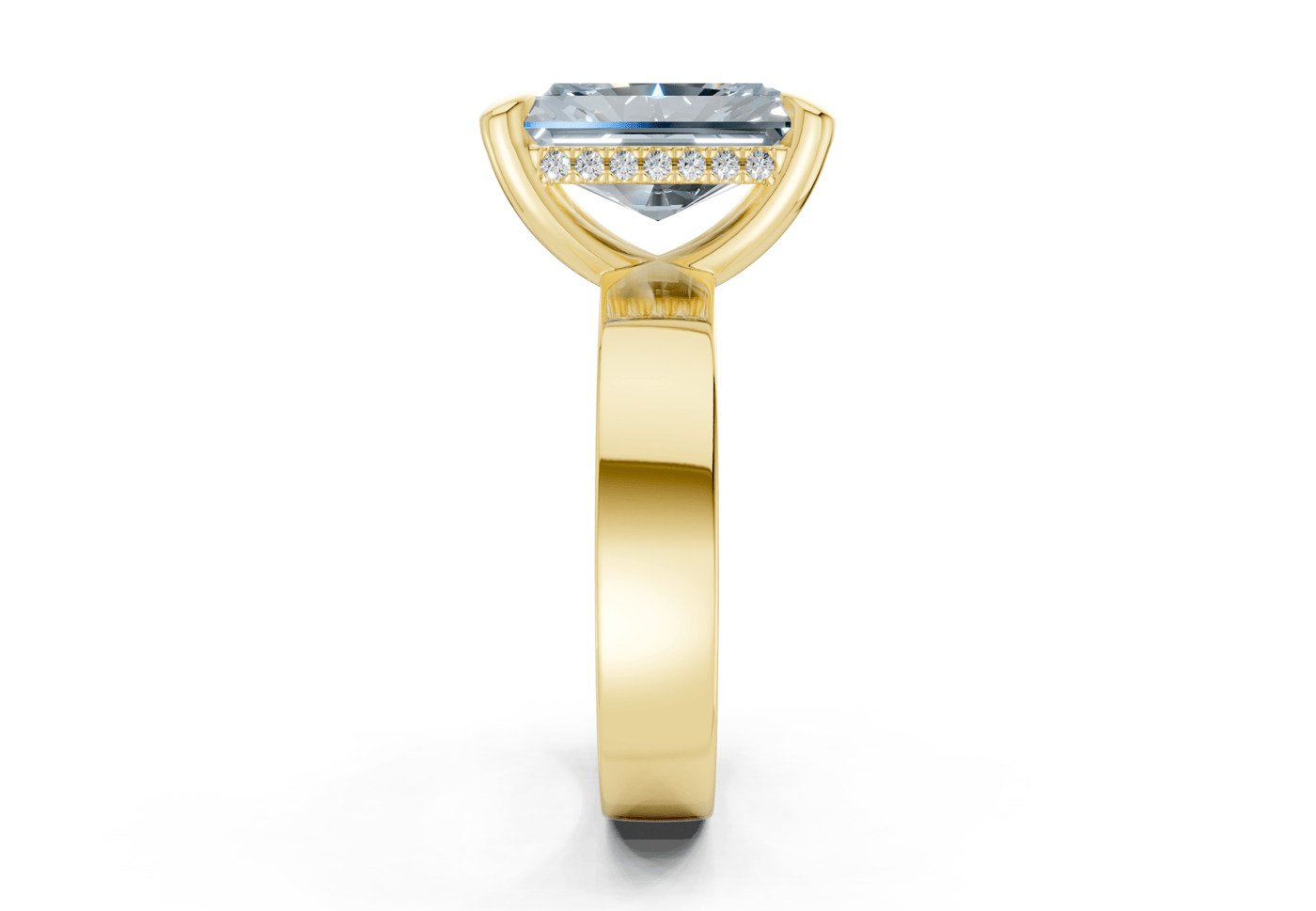 Echo Blue Diamond Solitaire Radiant Cut 4mm Engagement Ring