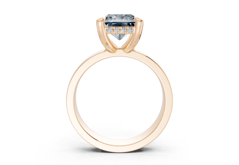 Echo Blue Diamond Solitaire Radiant Cut 4mm Engagement Ring - Ring Premier