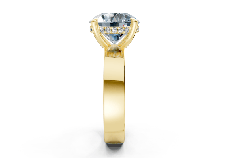 Echo Blue Diamond Solitaire Round Cut 4mm Engagement Ring - Ring Premier