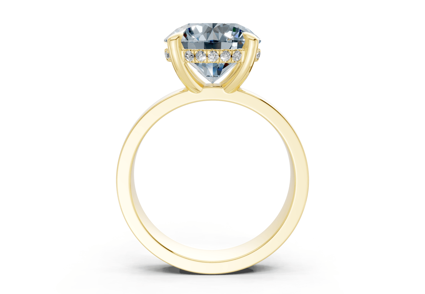 Echo Blue Diamond Solitaire Round Cut 4mm Engagement Ring - Ring Premier