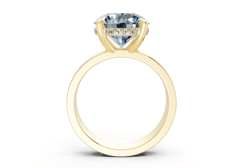 Echo Blue Diamond Solitaire Round Cut 4mm Engagement Ring