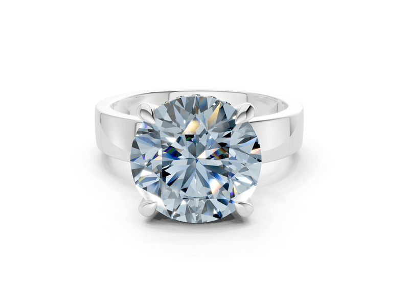 Echo Blue Diamond Solitaire Round Cut 4mm Engagement Ring - Ring Premier