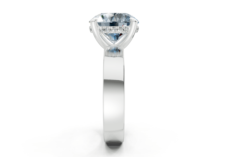 Echo Blue Diamond Solitaire Round Cut 4mm Engagement Ring - Ring Premier