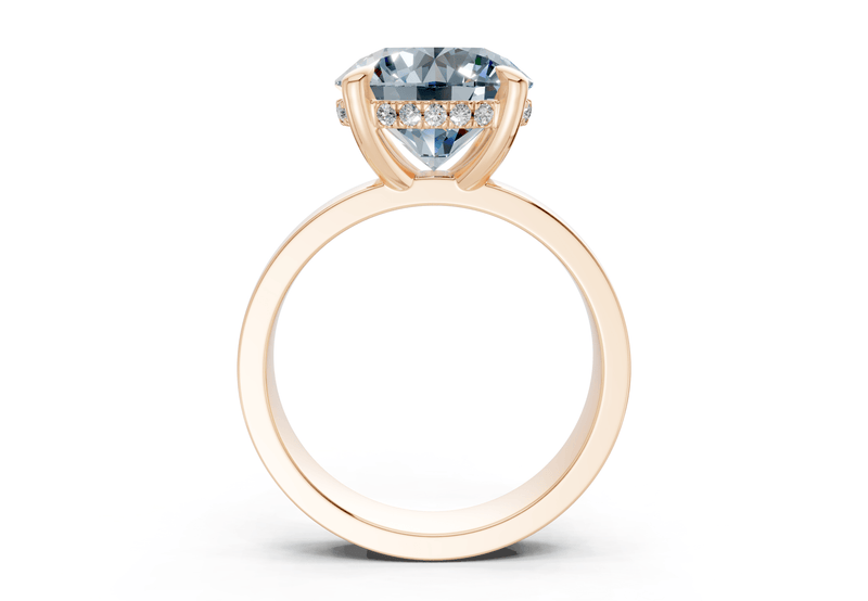 Echo Blue Diamond Solitaire Round Cut 4mm Engagement Ring - Ring Premier