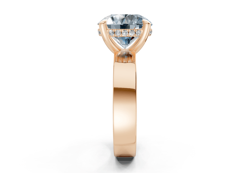 Echo Blue Diamond Solitaire Round Cut 4mm Engagement Ring - Ring Premier