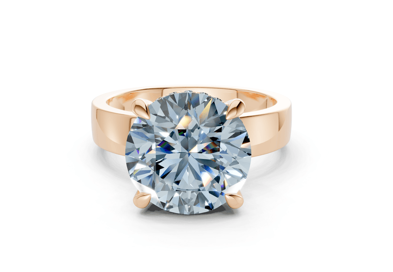 Echo Blue Diamond Solitaire Round Cut 4mm Engagement Ring - Ring Premier