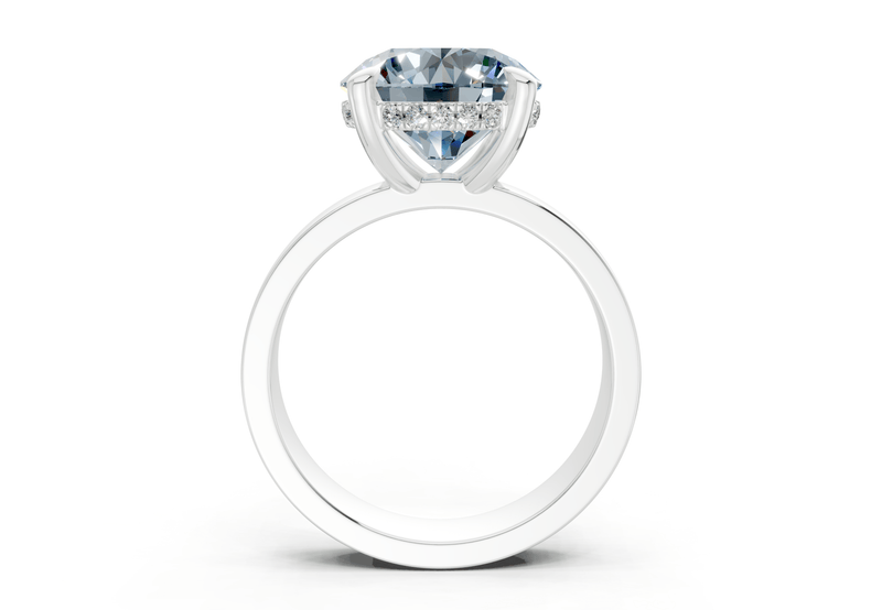 Echo Blue Diamond Solitaire Round Cut 4mm Engagement Ring - Ring Premier