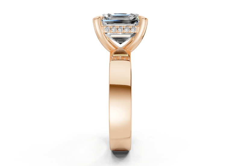 Echo Diamond Solitaire Asscher Cut 4mm Engagement Ring - Ring Premier