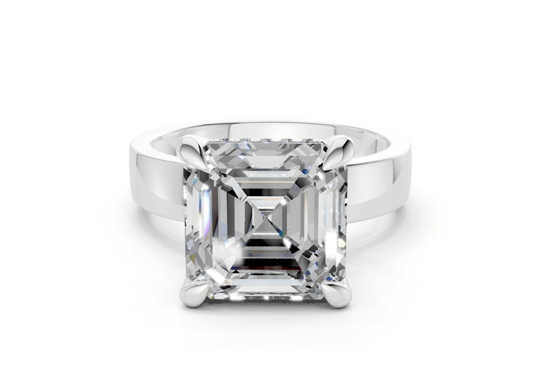 Echo Diamond Solitaire Asscher Cut 4mm Engagement Ring - Ring Premier