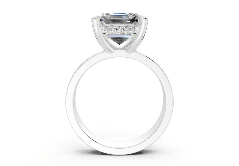 Echo Diamond Solitaire Asscher Cut 4mm Engagement Ring - Ring Premier