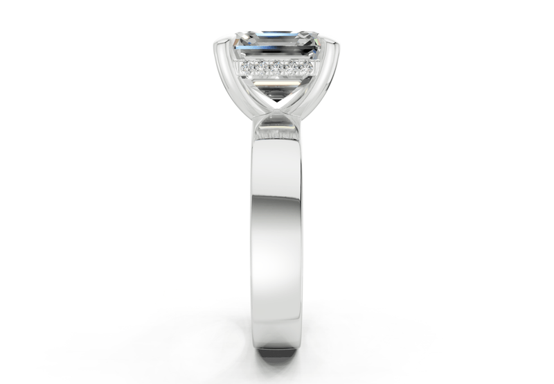 Echo Diamond Solitaire Asscher Cut 4mm Engagement Ring - Ring Premier