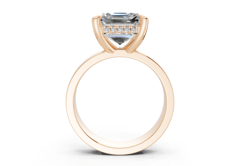 Echo Diamond Solitaire Asscher Cut 4mm Engagement Ring - Ring Premier