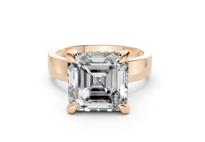Echo Diamond Solitaire Asscher Cut 4mm Engagement Ring - Ring Premier