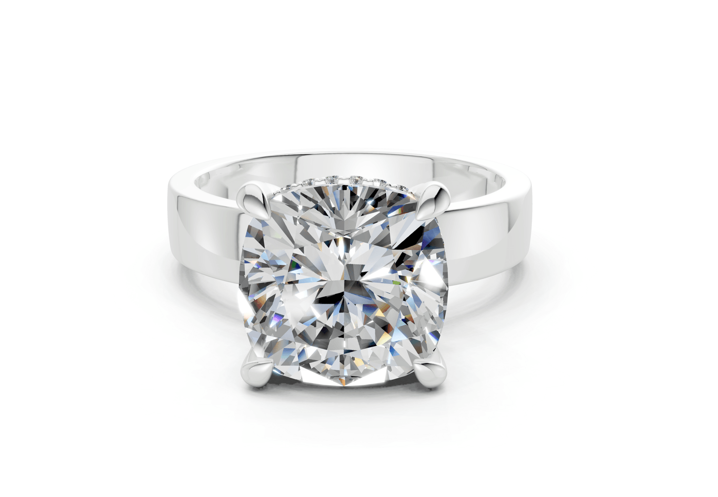 Echo Diamond Solitaire Cushion Squareuare Cut 4mm Engagement Ring