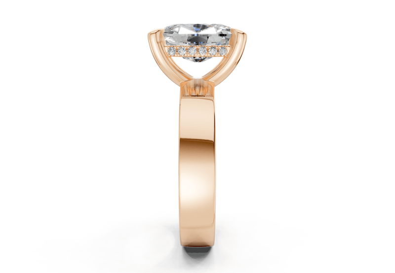 Echo Diamond Solitaire Elongated Cushion Cut 4mm Engagement Ring - Ring Premier