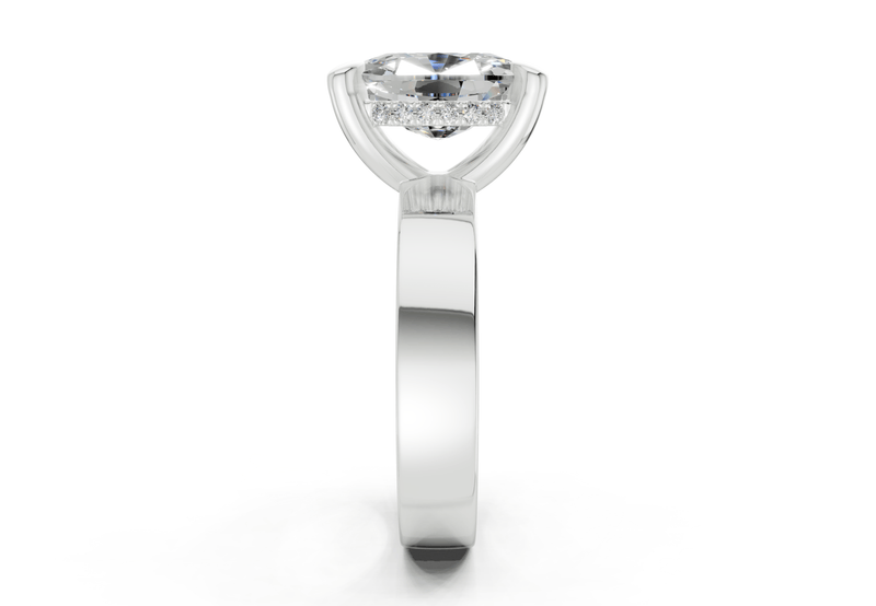 Echo Diamond Solitaire Elongated Cushion Cut 4mm Engagement Ring - Ring Premier