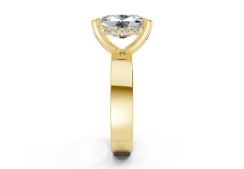 Echo Diamond Solitaire Elongated Cushion Cut 4mm Engagement Ring - Ring Premier