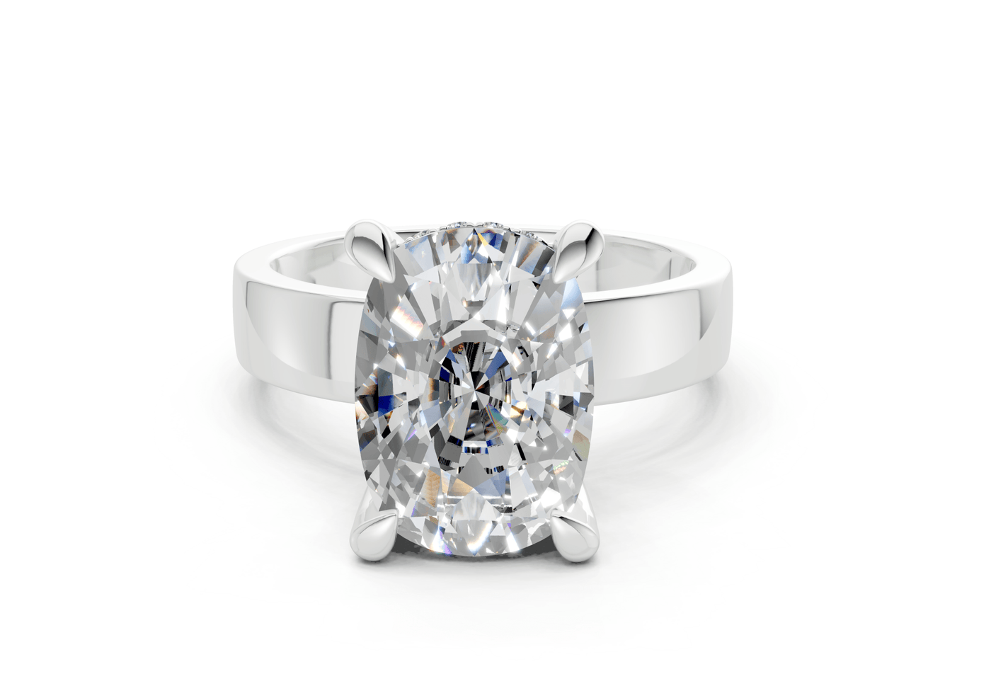 Echo Diamond Solitaire Elongated Cushion Cut 4mm Engagement Ring