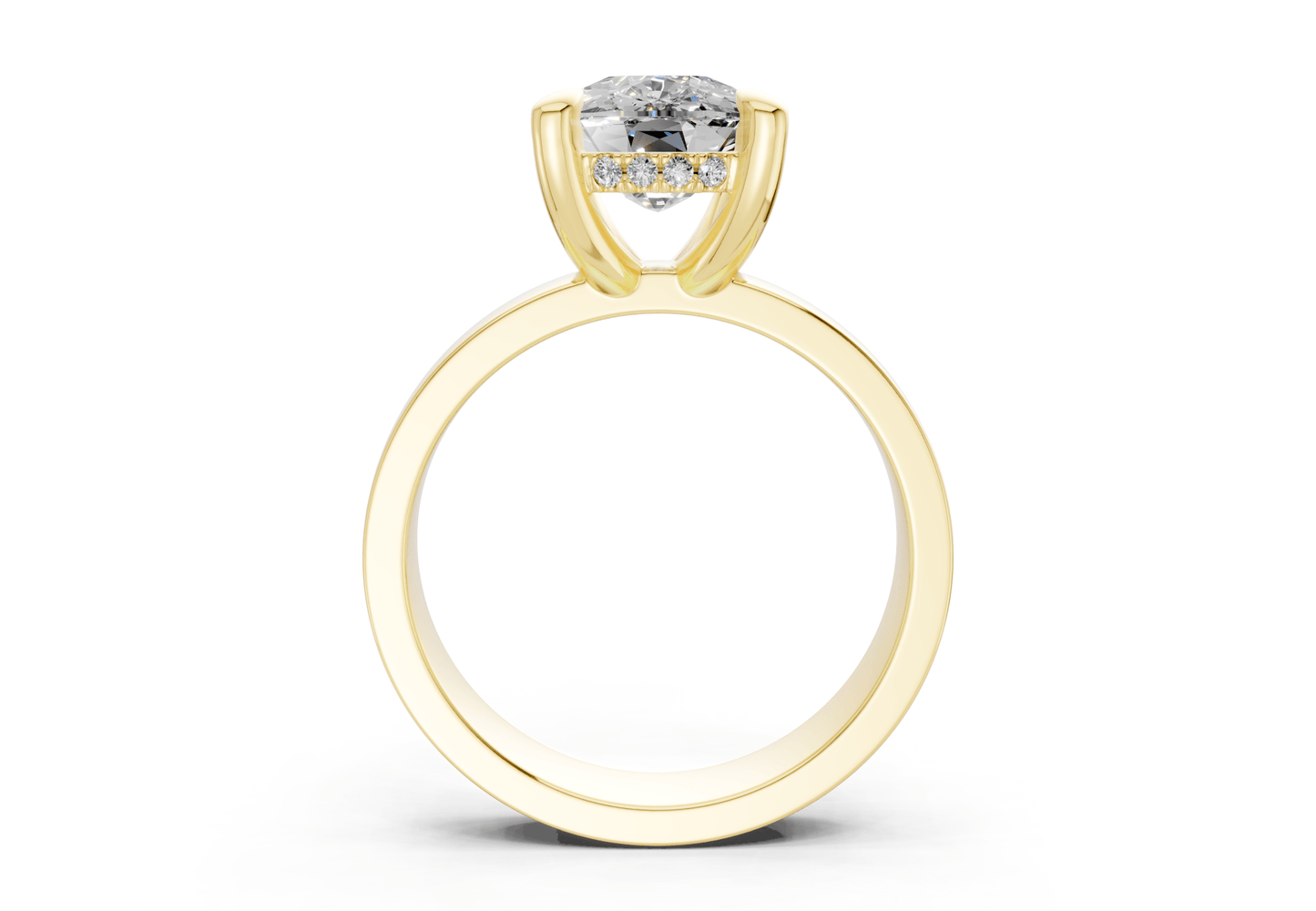 Echo Diamond Solitaire Elongated Cushion Cut 4mm Engagement Ring - Ring Premier