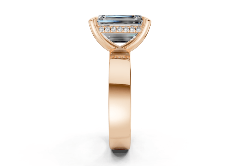 Echo Diamond Solitaire Emerald Cut 4mm Engagement Ring - Ring Premier
