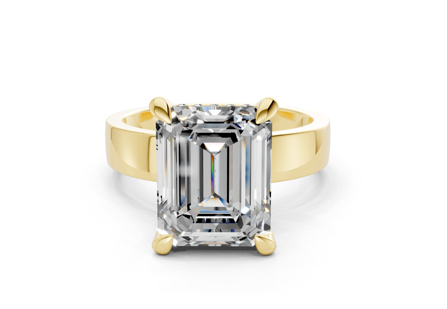 Echo Diamond Solitaire Emerald Cut 4mm Engagement Ring - Ring Premier