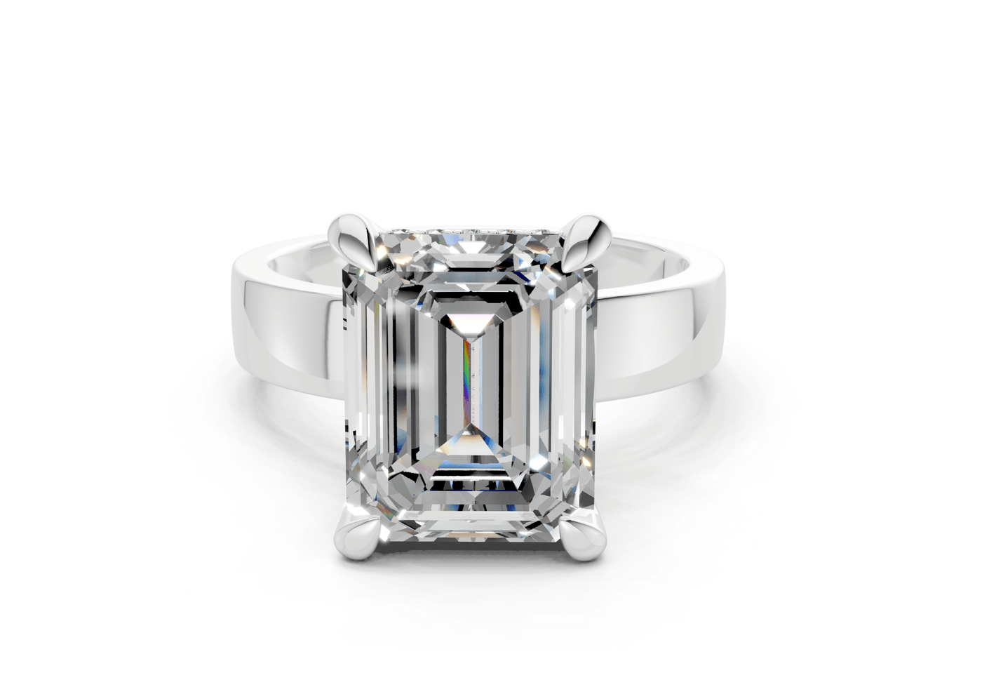 Echo Diamond Solitaire Emerald Cut 4mm Engagement Ring