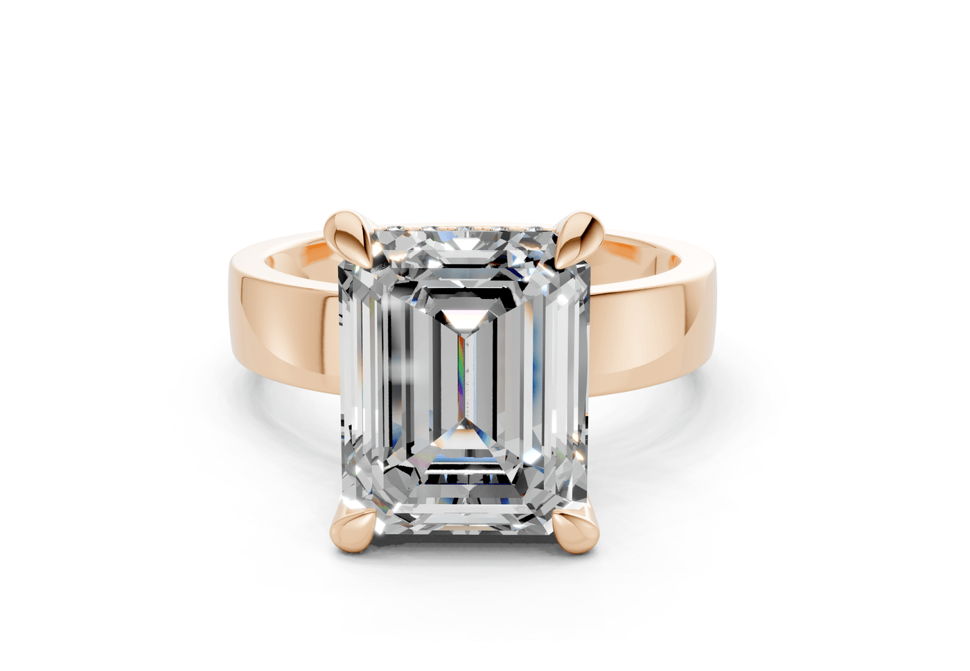 Echo Diamond Solitaire Emerald Cut 4mm Engagement Ring