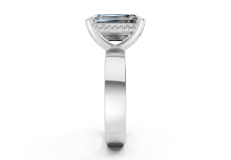Echo Diamond Solitaire Emerald Cut 4mm Engagement Ring - Ring Premier
