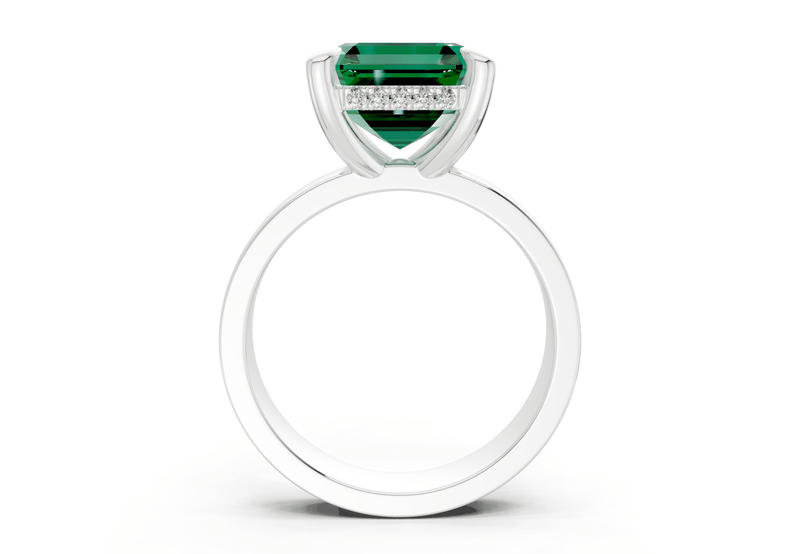 Echo Emerald Gemstone Solitaire Asscher Cut 4mm Engagement Ring - Ring Premier
