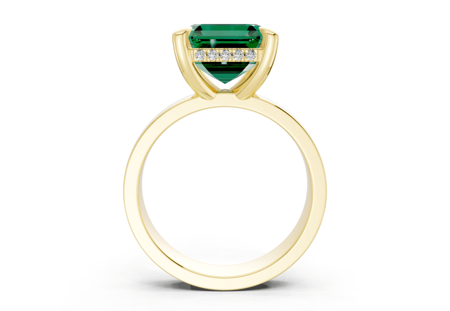 Echo Emerald Gemstone Solitaire Asscher Cut 4mm Engagement Ring - Ring Premier