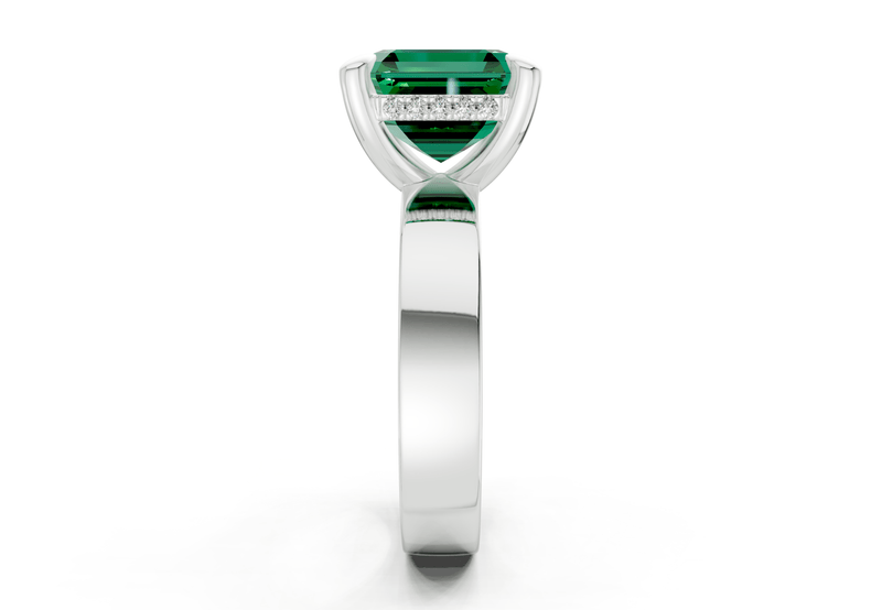 Echo Emerald Gemstone Solitaire Asscher Cut 4mm Engagement Ring - Ring Premier