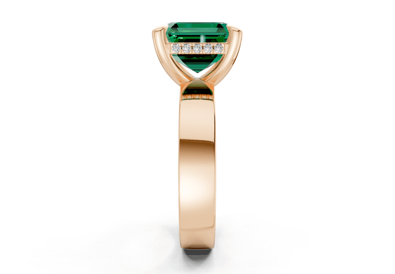Echo Emerald Gemstone Solitaire Asscher Cut 4mm Engagement Ring - Ring Premier