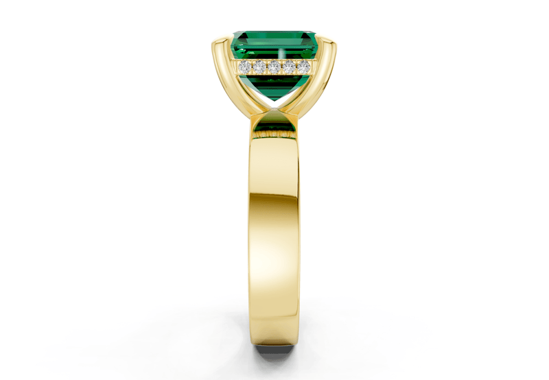 Echo Emerald Gemstone Solitaire Asscher Cut 4mm Engagement Ring - Ring Premier