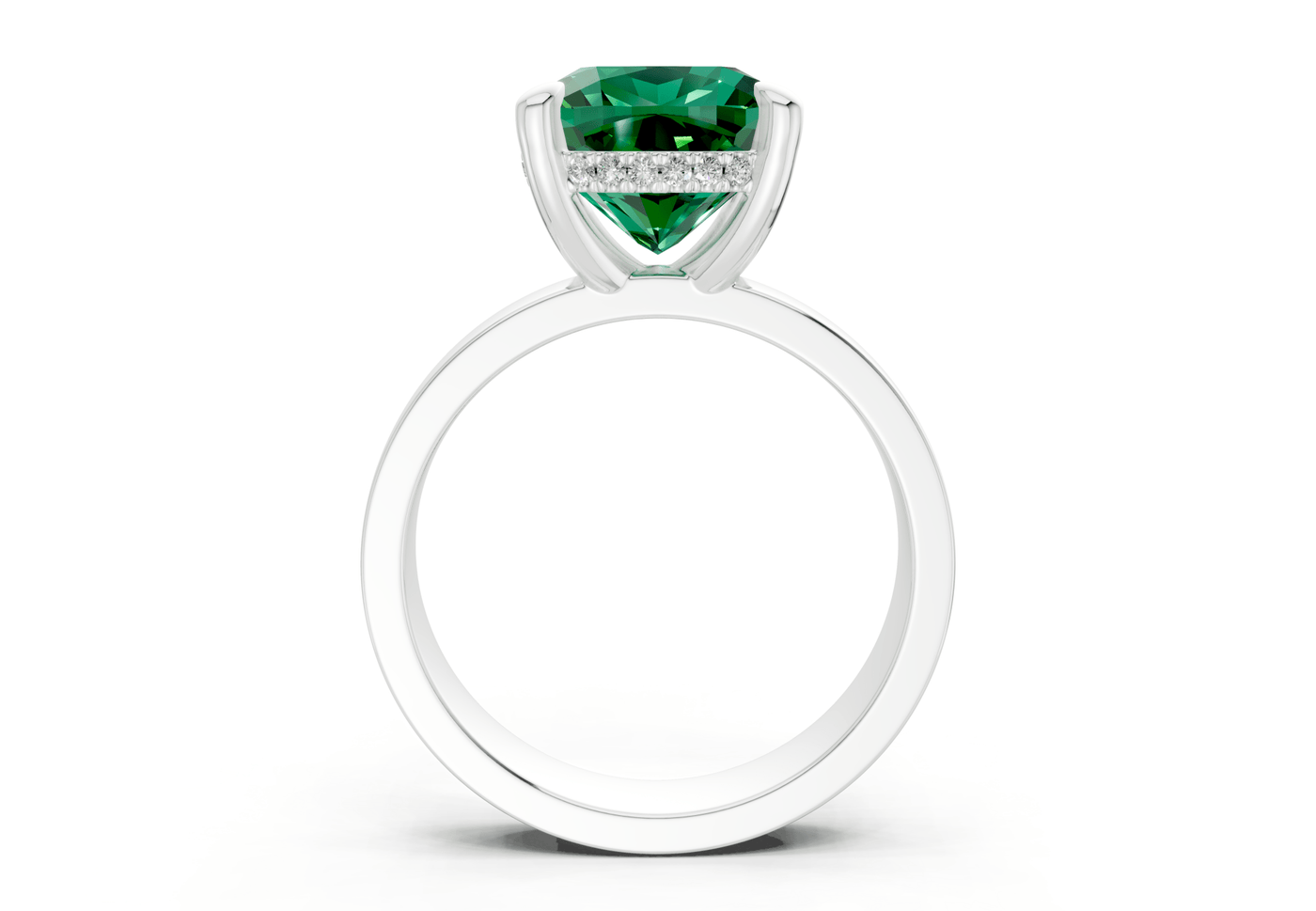 Echo Emerald Gemstone Solitaire Cushion Squareuare Cut 4mm Engagement Ring