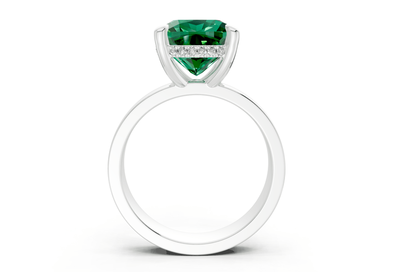 Echo Emerald Gemstone Solitaire Cushion Squareuare Cut 4mm Engagement Ring - Ring Premier