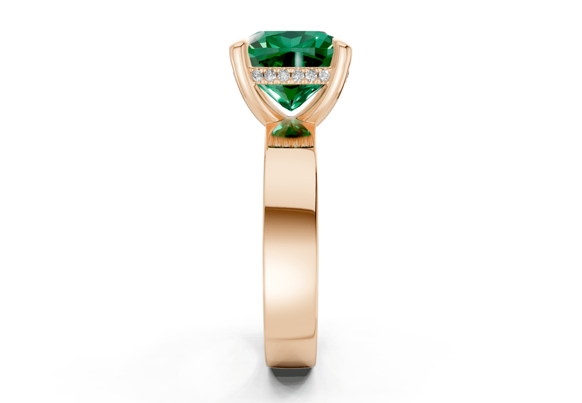 Echo Emerald Gemstone Solitaire Cushion Squareuare Cut 4mm Engagement Ring